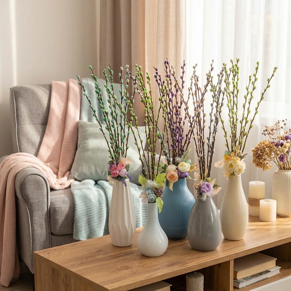 Пучки вербы с декором