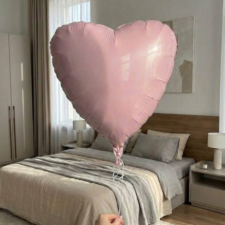 Шар фольгированный сердце пудра матовый 42 см