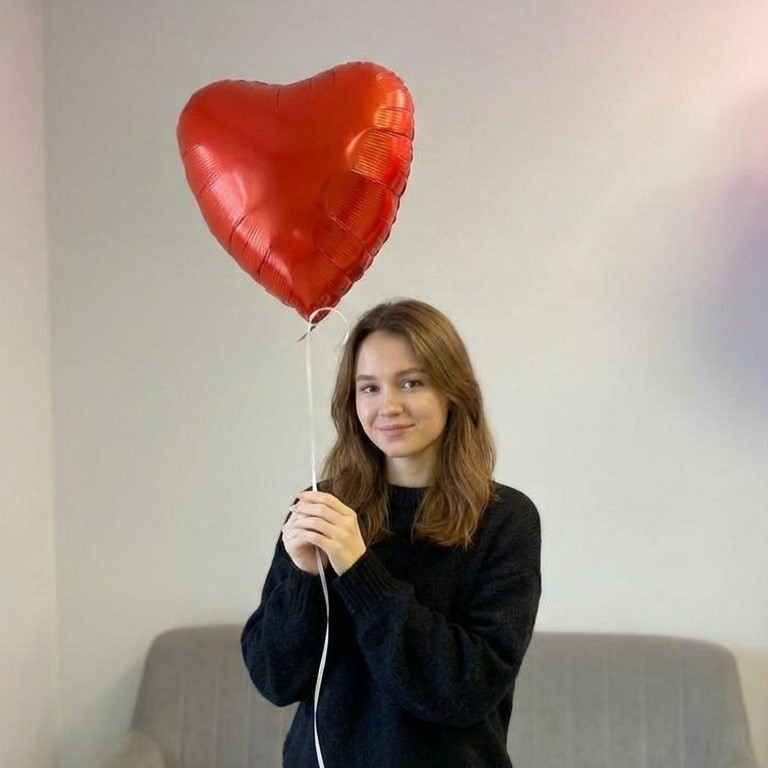 Шар сердце алый матовый 42 см