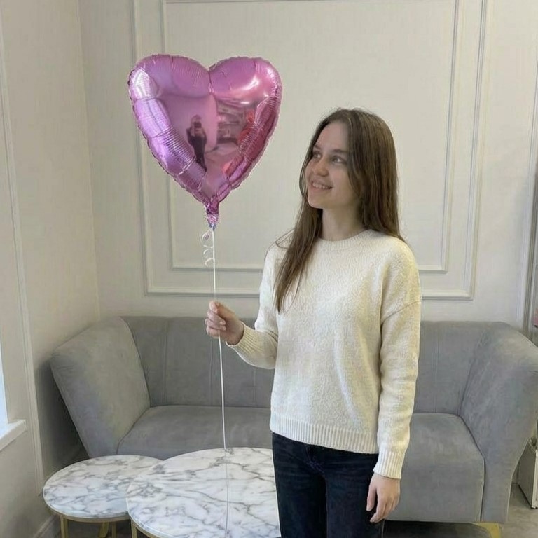 Шар из фольги сердце сиреневый глянец 42 см