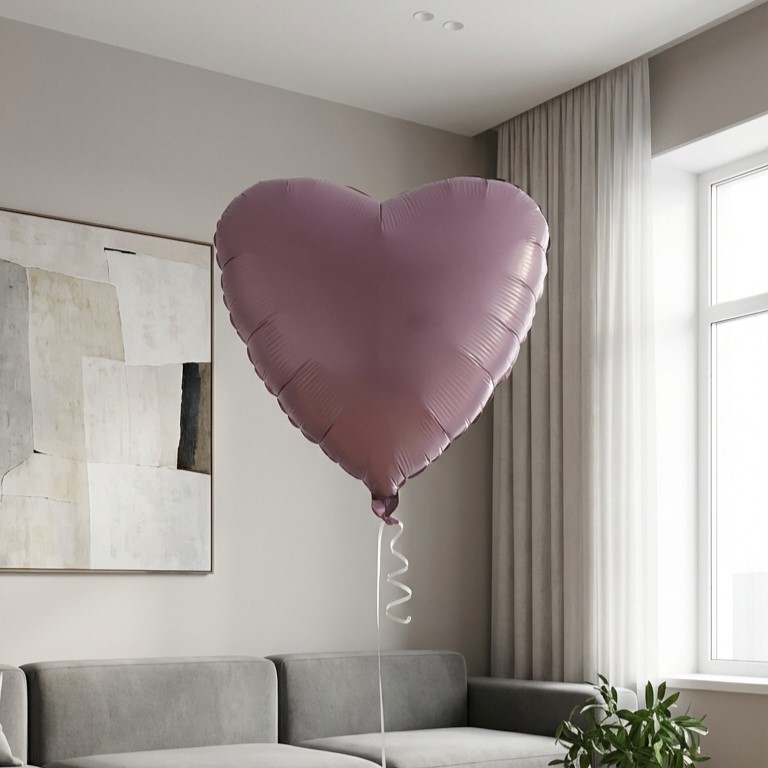 Шар из фольги сердце сиреневый матовый