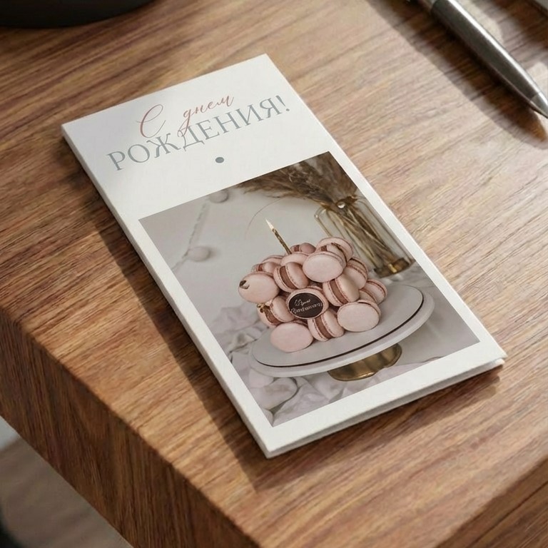Конверт для денег «С днём рождения» с макарунс