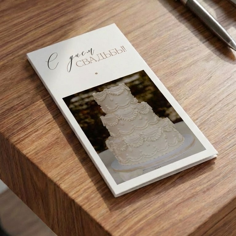 Конверт для денег "С Днем Свадьбы" с тортом