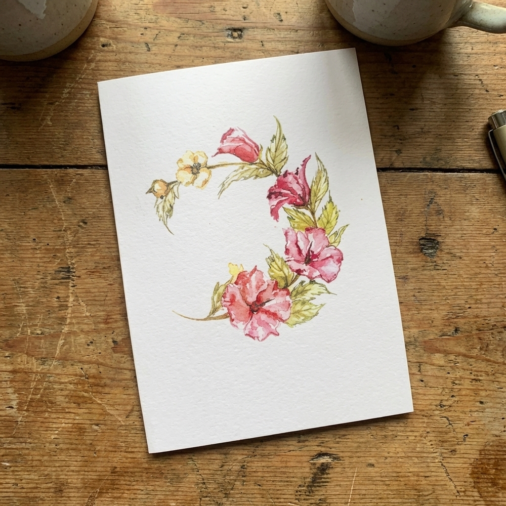 Открытка авторская «Розовая ветвь»