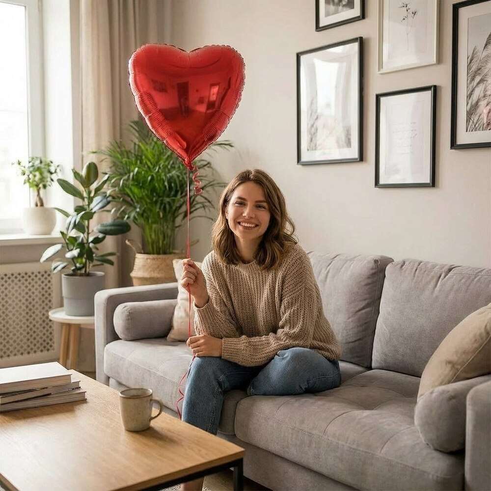 Шар фольгированный в форме сердца красный 42 см