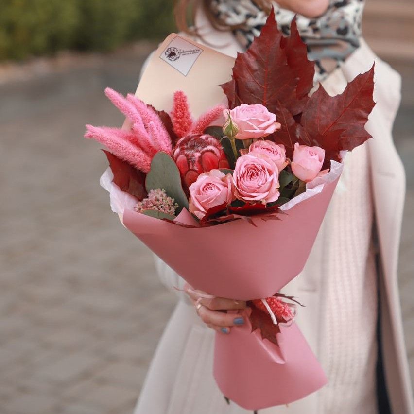 Осенний букет с сухоцветами 